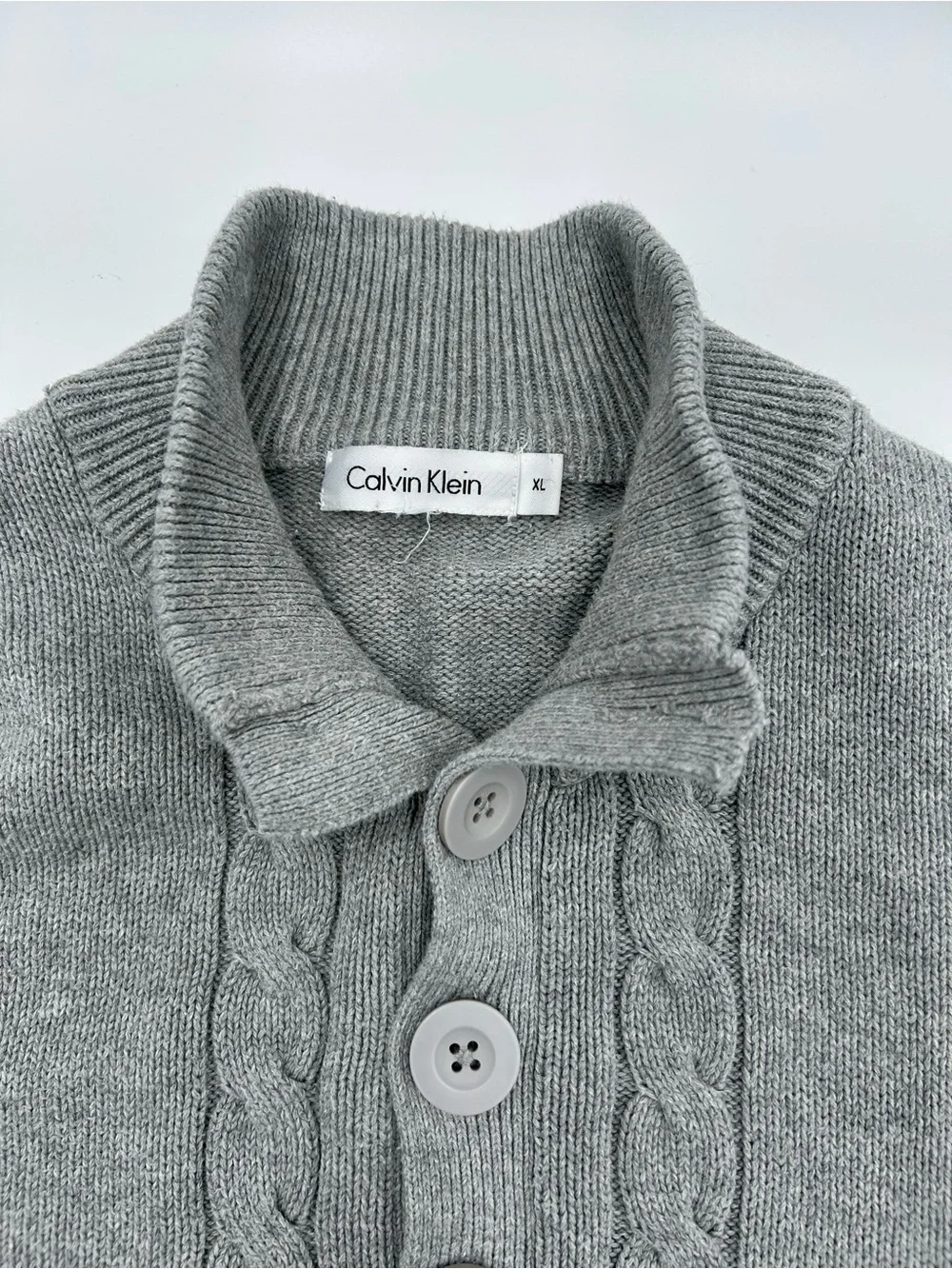 Calvin Klein Men's Gray Cable Knit Turtleneck Sweater